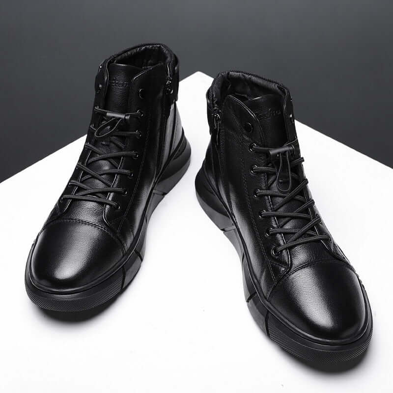 Italian slim leather boots for men